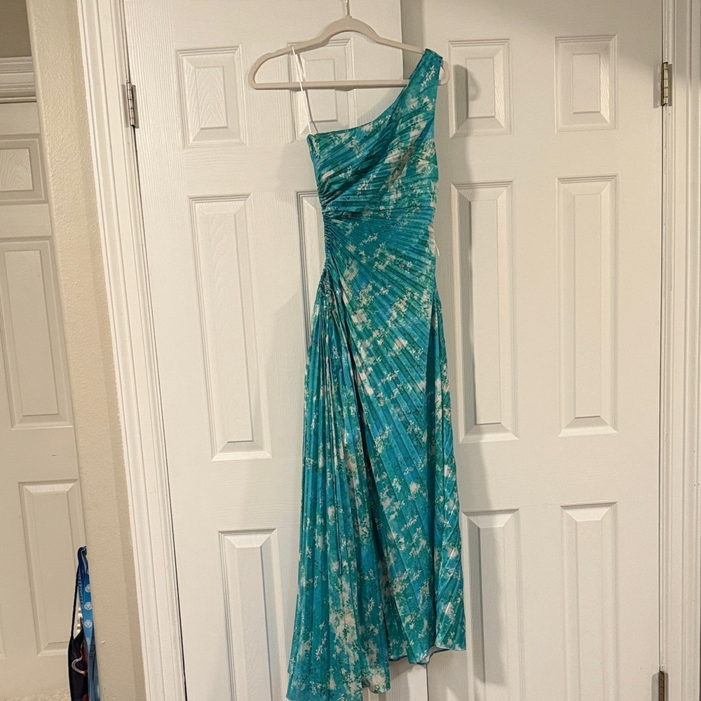 Hello Molly Teal One-Shoulder Dress